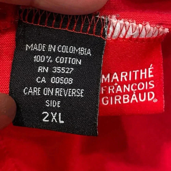 Marithe Francois Girbaud Brand X Mens 2XL Red Long Sleeve Shirt Y2K Designer Tee - Picture 10 of 14
